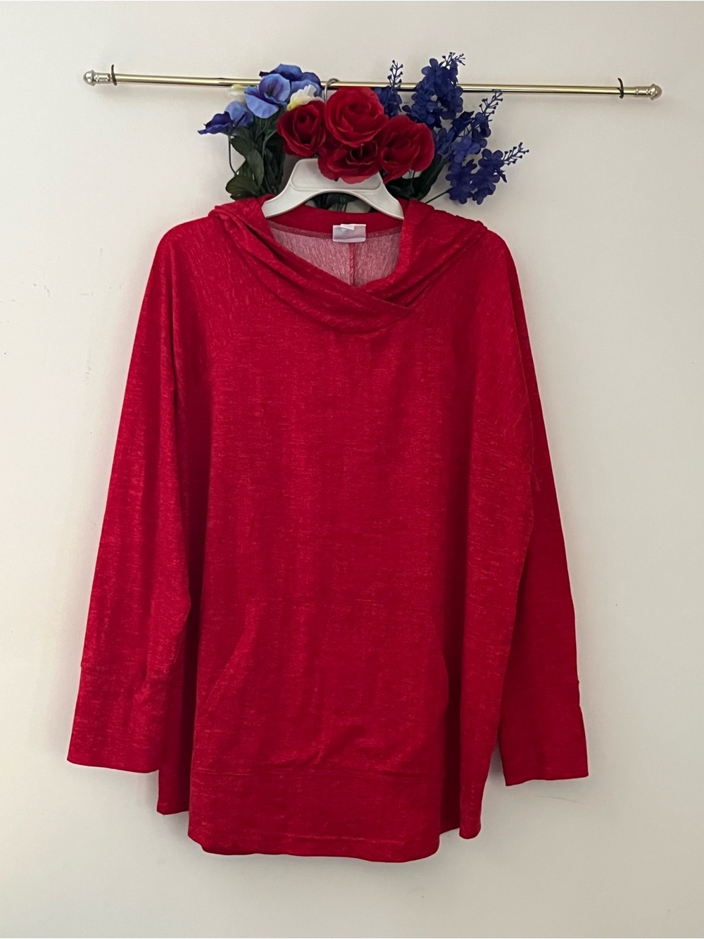 LuLaRoe Amber Red Lightweight Hoodie Top
